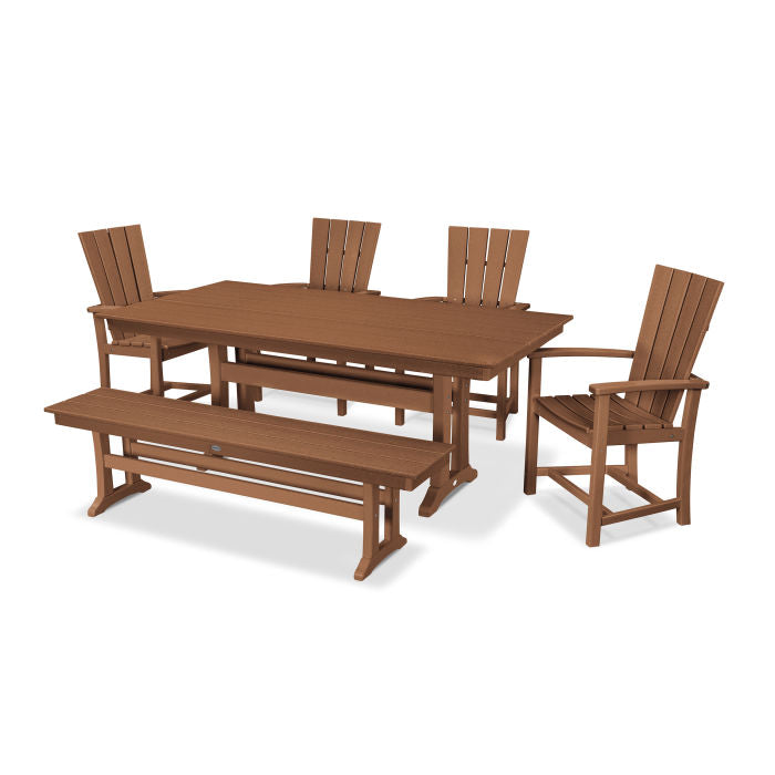 Quattro 6-Piece Farmhouse Trestle Dining Set with Bench