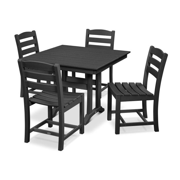 La Casa Café 5-Piece Farmhouse Trestle Side Chair Dining Set