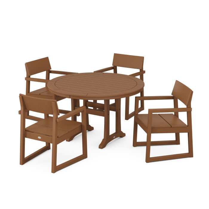EDGE 5-Piece Round Dining Set with Trestle Legs