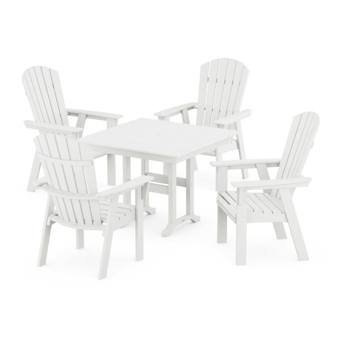 Nautical Curveback Adirondack 5-Piece Farmhouse Dining Set in Vintage Finish