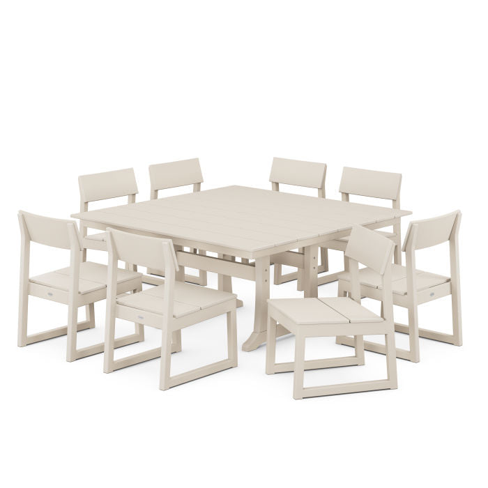 EDGE 9-Piece Farmhouse Trestle Dining Set