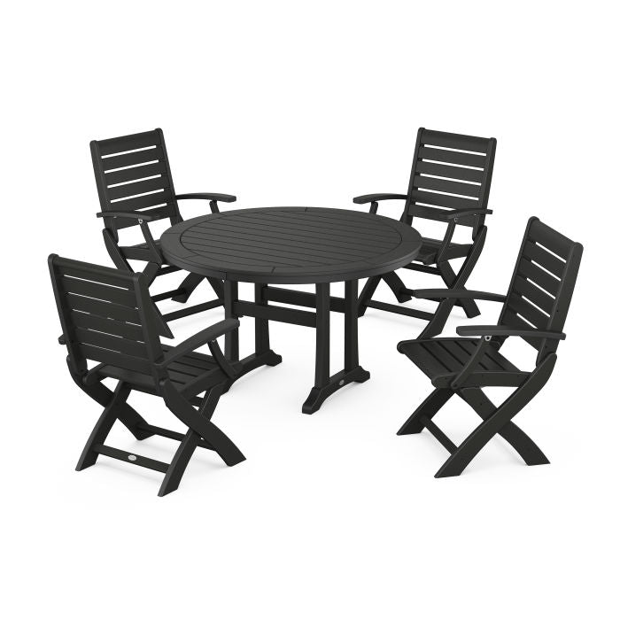 Signature 5-Piece Round Dining Set with Trestle Legs