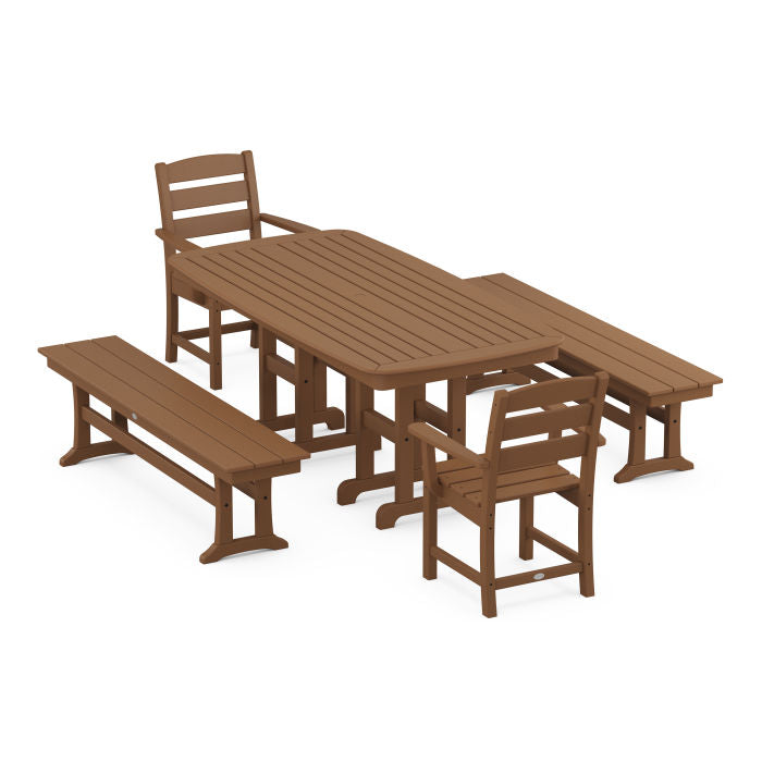 Lakeside 5-Piece Dining Set with Benches