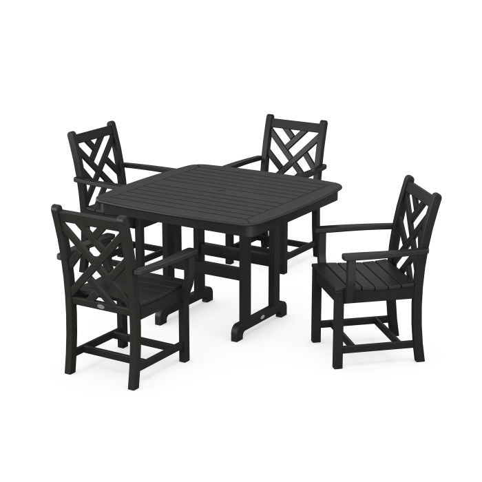 Chippendale 5-Piece Dining Set with Trestle Legs