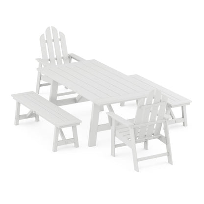 Long Island 5-Piece Rustic Farmhouse Dining Set With Trestle Legs