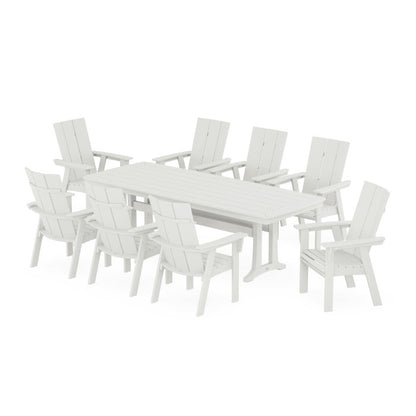 Modern Curveback Adirondack 9-Piece Dining Set with Trestle Legs in Vintage Finish