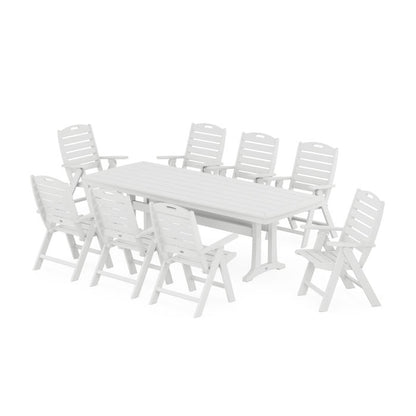 Nautical Highback 9-Piece Dining Set with Trestle Legs