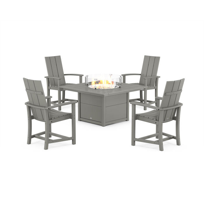 Modern 4-Piece Upright Adirondack Conversation Set with Fire Pit Table