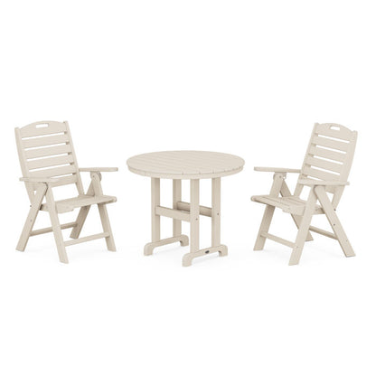 Nautical Highback Chair 3-Piece Round Dining Set