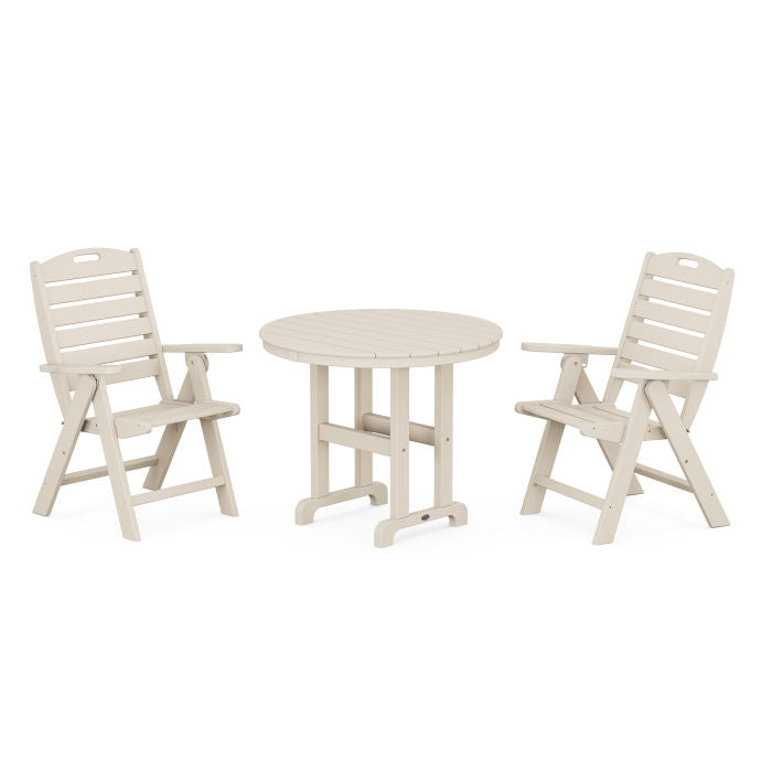 Nautical Highback Chair 3-Piece Round Dining Set