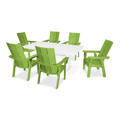 Modern Curveback Adirondack 7-Piece Farmhouse Dining Set with Trestle Legs