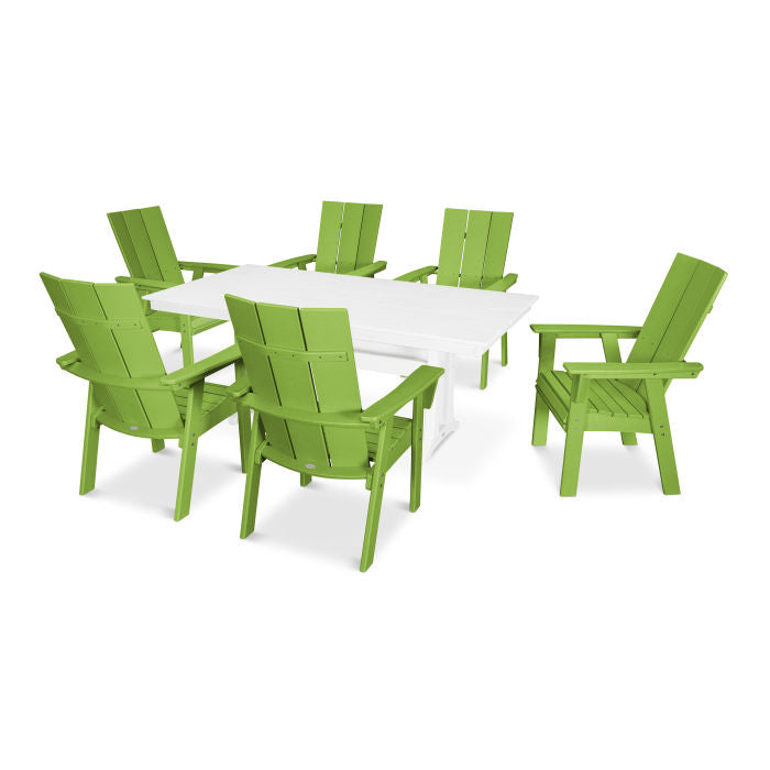 Modern Curveback Adirondack 7-Piece Farmhouse Dining Set with Trestle Legs