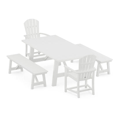 Palm Coast 5-Piece Rustic Farmhouse Dining Set With Benches