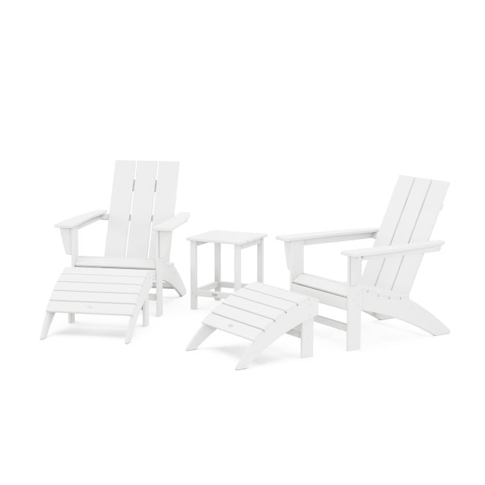 Modern Adirondack Chair 5-Piece Set with Ottomans and 18" Side Table