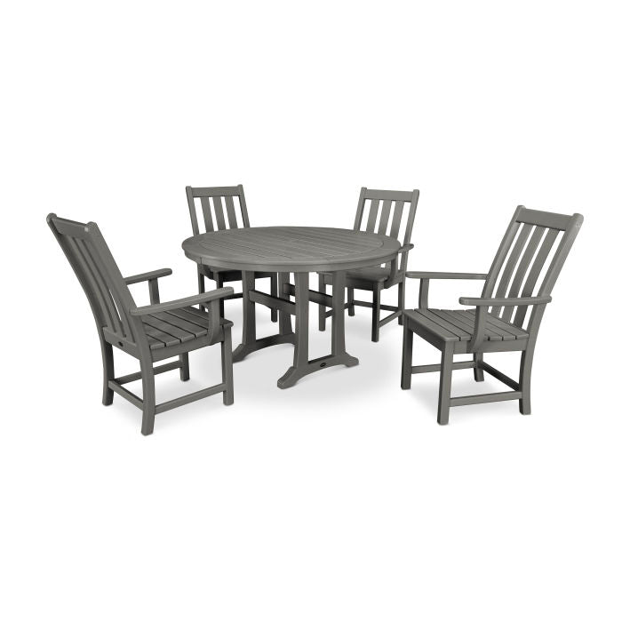 Vineyard 5-Piece Round Dining Set with Trestle Legs