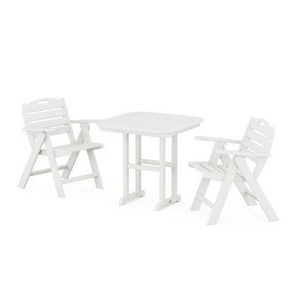 Nautical Folding Lowback Chair 3-Piece Dining Set in Vintage Finish