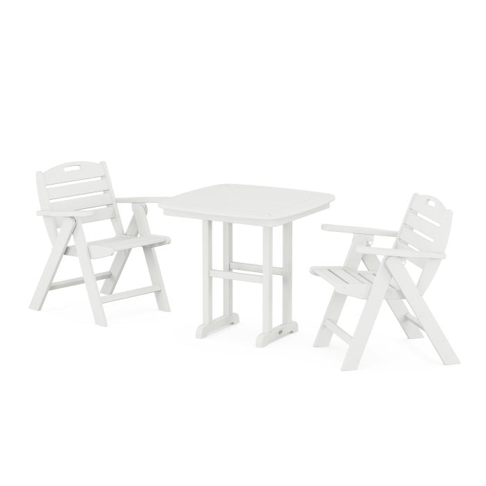 Nautical Folding Lowback Chair 3-Piece Dining Set in Vintage Finish