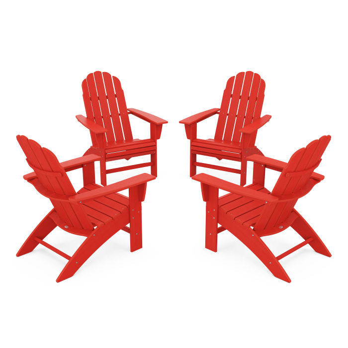 4-Piece Vineyard Curveback Adirondack Chair Conversation Set