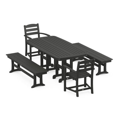 La Casa Café 5-Piece Dining Set with Benches