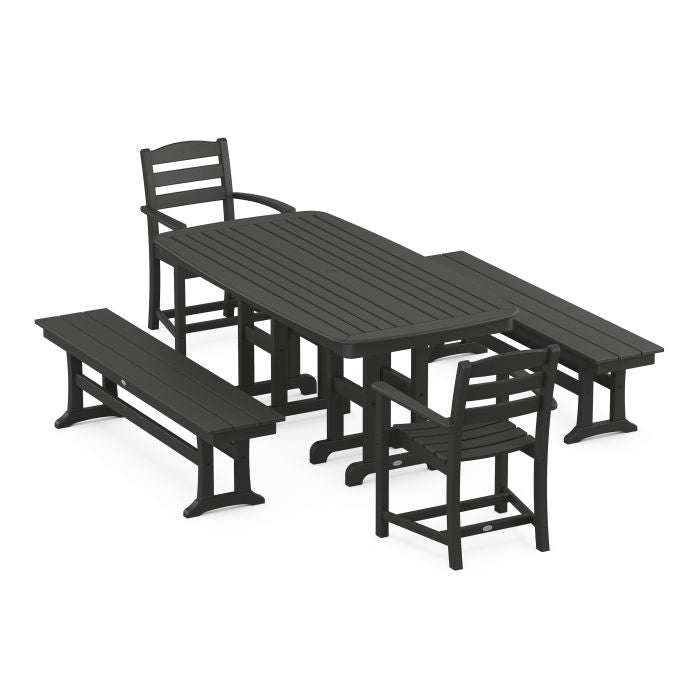 La Casa Café 5-Piece Dining Set with Benches