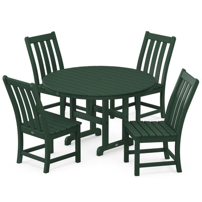 Vineyard 5-Piece Round Farmhouse Side Chair Dining Set