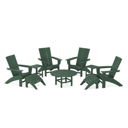 Modern Curveback Adirondack Chair 9-Piece Conversation Set