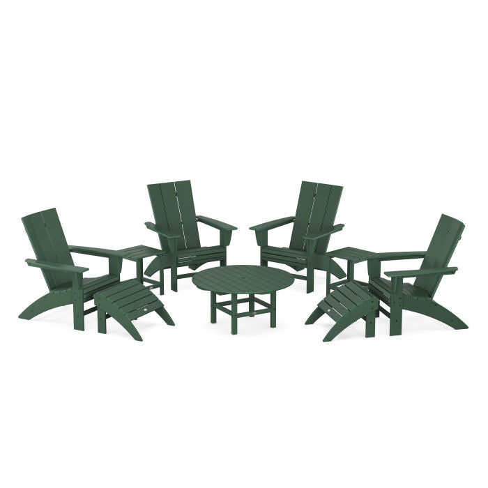 Modern Curveback Adirondack Chair 9-Piece Conversation Set