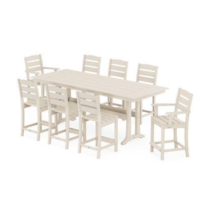Lakeside 9-Piece Farmhouse Counter Set with Trestle Legs