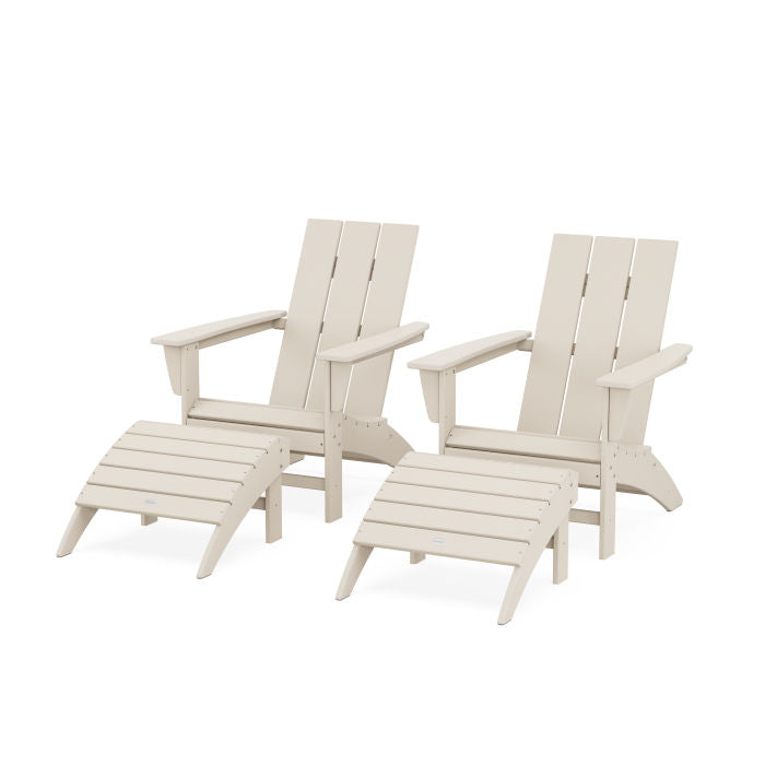 Modern Adirondack Chair 4-Piece Set with Ottomans