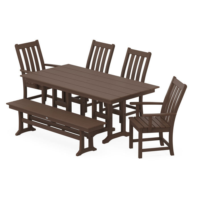 Vineyard 6-Piece Farmhouse Dining Set with Bench