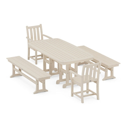 Traditional Garden 5-Piece Dining Set with Benches