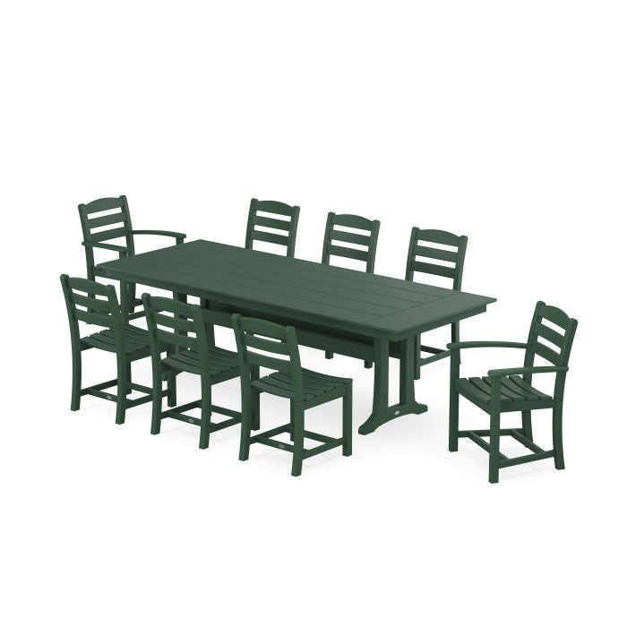 La Casa Café 9-Piece Farmhouse Dining Set with Trestle Legs