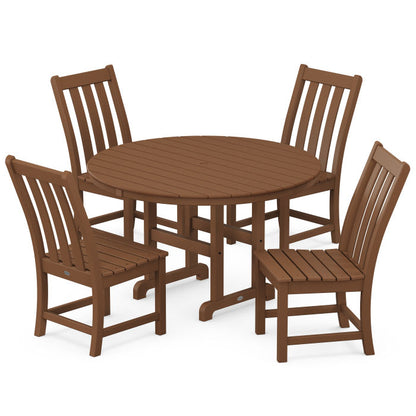 Vineyard 5-Piece Round Farmhouse Side Chair Dining Set