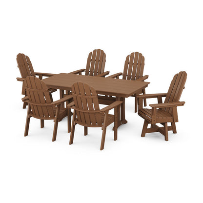 Vineyard Curveback Adirondack Swivel Chair 7-Piece Farmhouse Dining Set