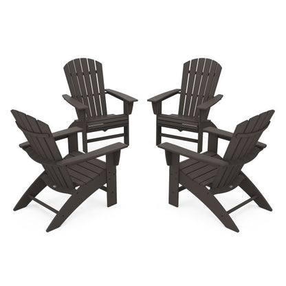 4-Piece Nautical Curveback Adirondack Chair Conversation Set in Vintage Finish
