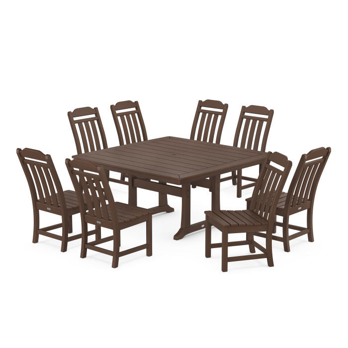 Country Living 9-Piece Square Side Chair Dining Set with Trestle Legs