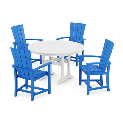Quattro 5-Piece Round Dining Set with Trestle Legs