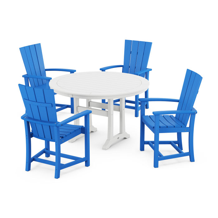 Quattro 5-Piece Round Dining Set with Trestle Legs