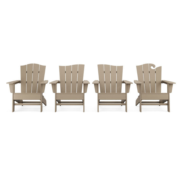 Wave Collection 4-Piece Adirondack Chair Set in Vintage Finish