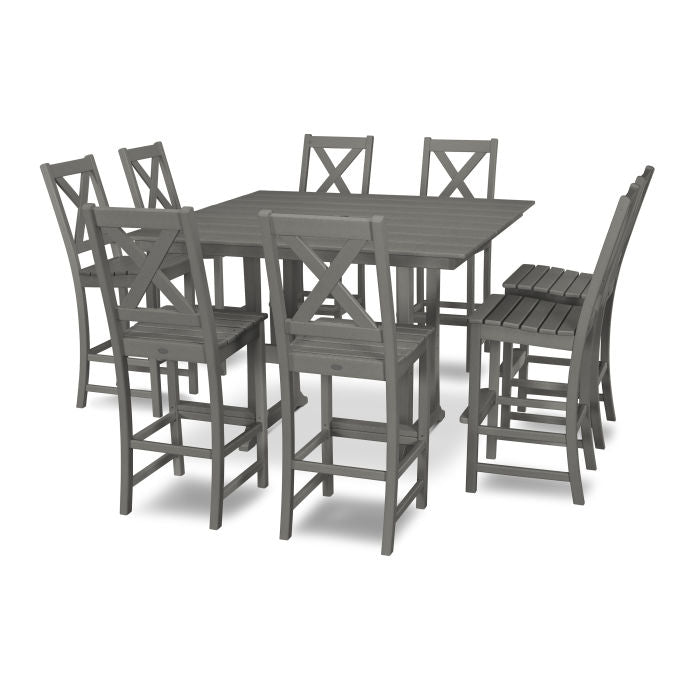 Braxton 9-Piece Farmhouse Trestle Bar Set