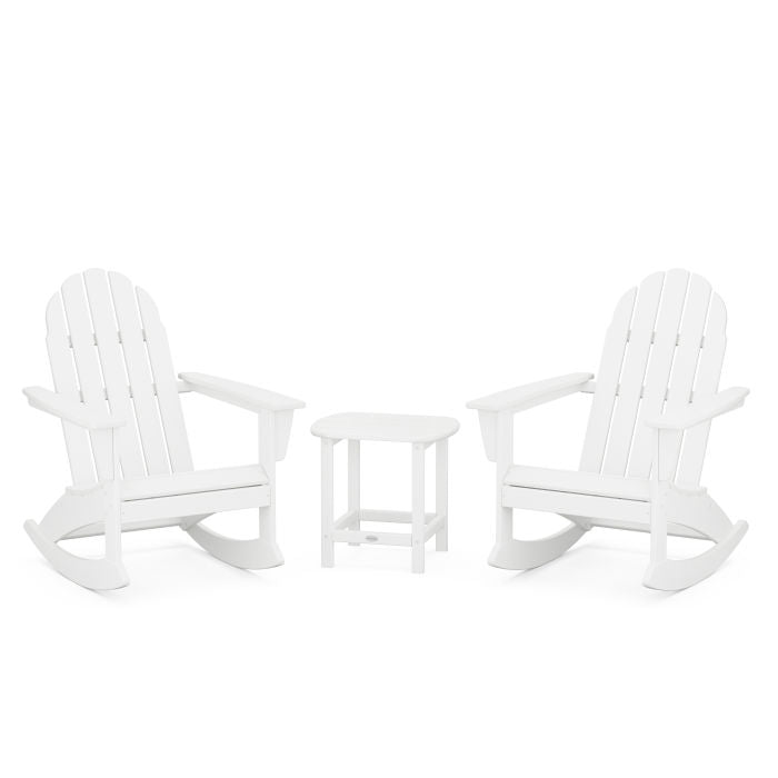 Vineyard 3-Piece Adirondack Rocking Chair Set with South Beach 18" Side Table