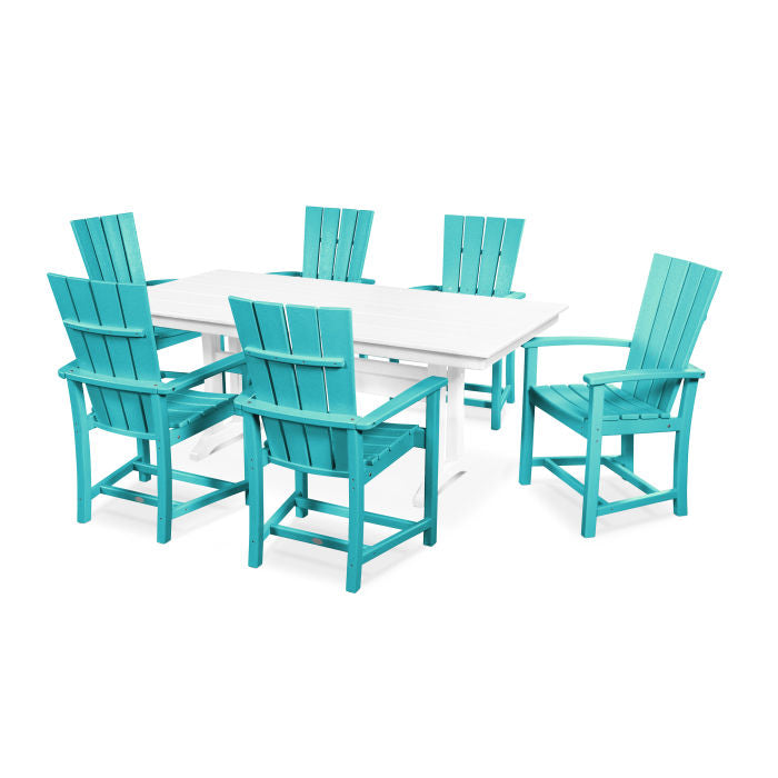 Quattro 7-Piece Farmhouse Trestle Dining Set