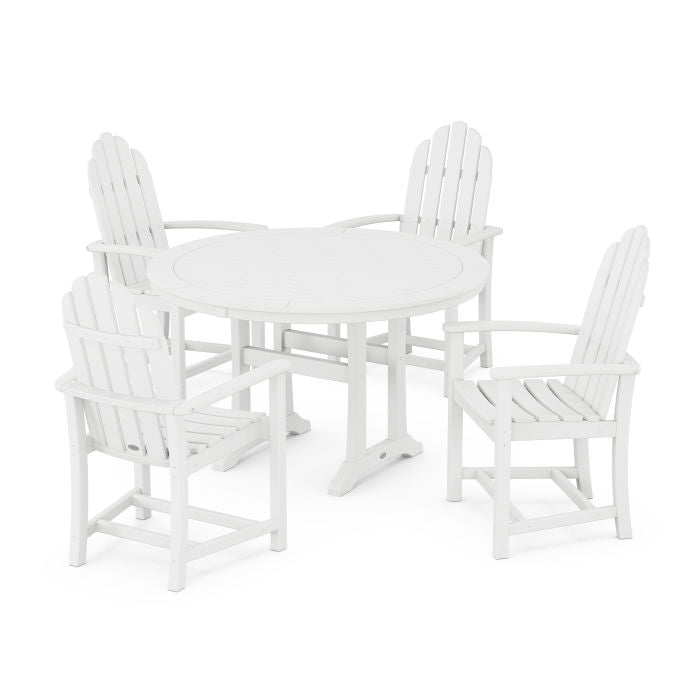 Classic Adirondack 5-Piece Round Dining Set with Trestle Legs