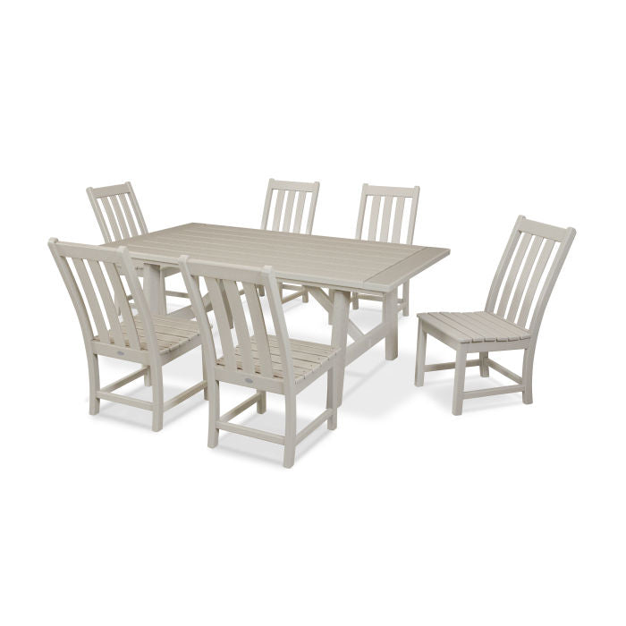 Vineyard 7-Piece Rustic Farmhouse Side Chair Dining Set