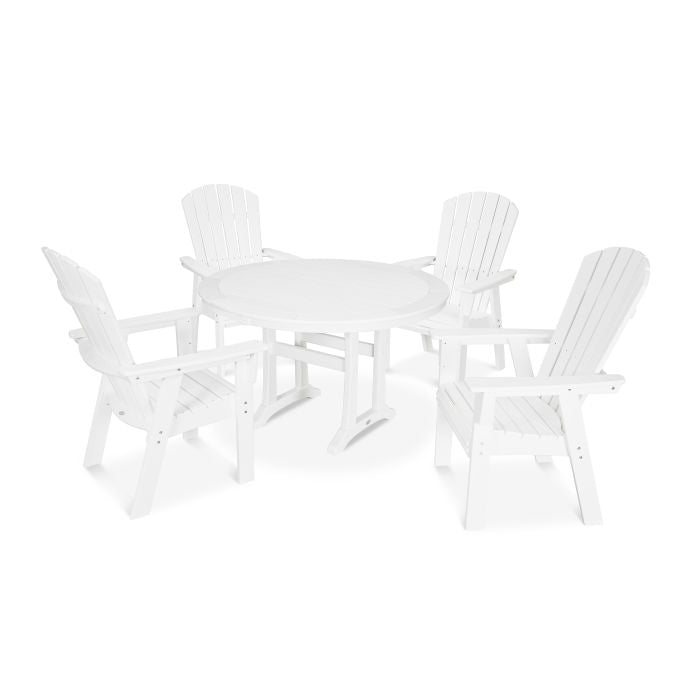 Nautical Curveback Adirondack 5-Piece Round Dining Set with Trestle Legs in Vintage Finish