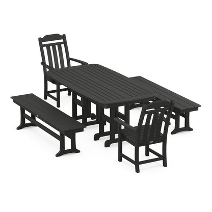 Country Living 5-Piece Dining Set with Benches