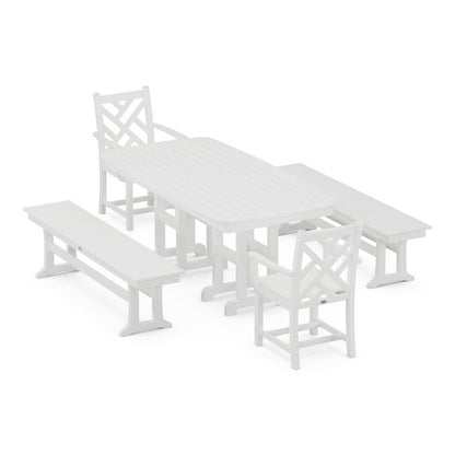 Chippendale 5-Piece Dining Set with Benches