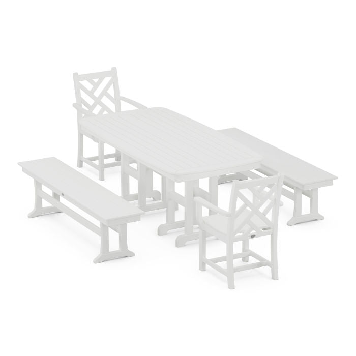 Chippendale 5-Piece Dining Set with Benches