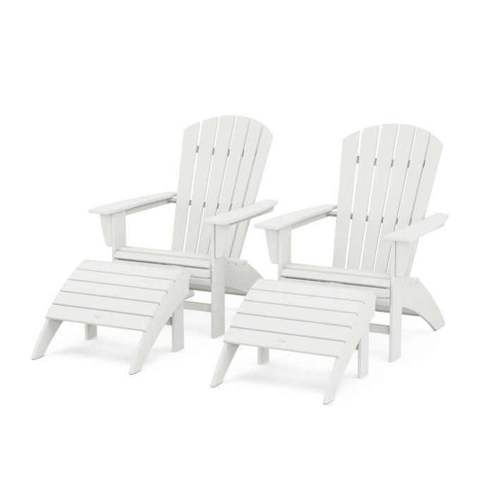 Nautical Curveback Adirondack Chair 4-Piece Set with Ottomans in Vintage Finish