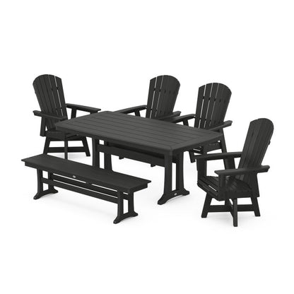Nautical Adirondack Swivel 6-Piece Dining Set with Trestle Legs
